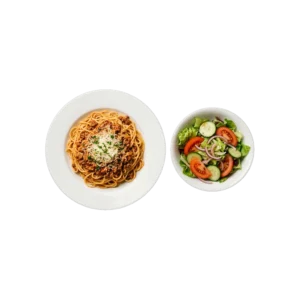 Mittagsmenü Nudelgericht mit Beilagensalat – Pizza La Mamma