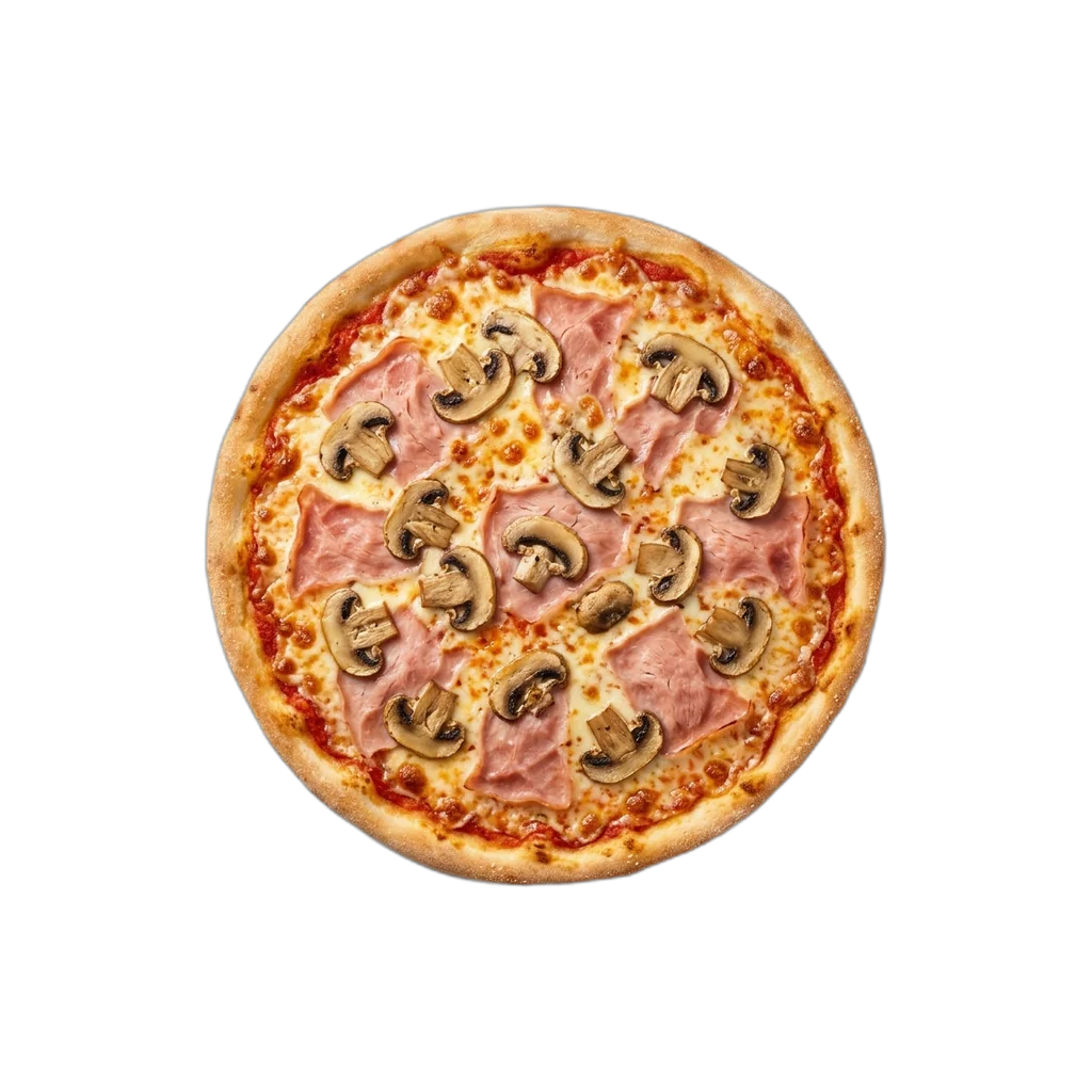 Nr. 17 Vorderschinken, Champignons – Pizza La Mamma