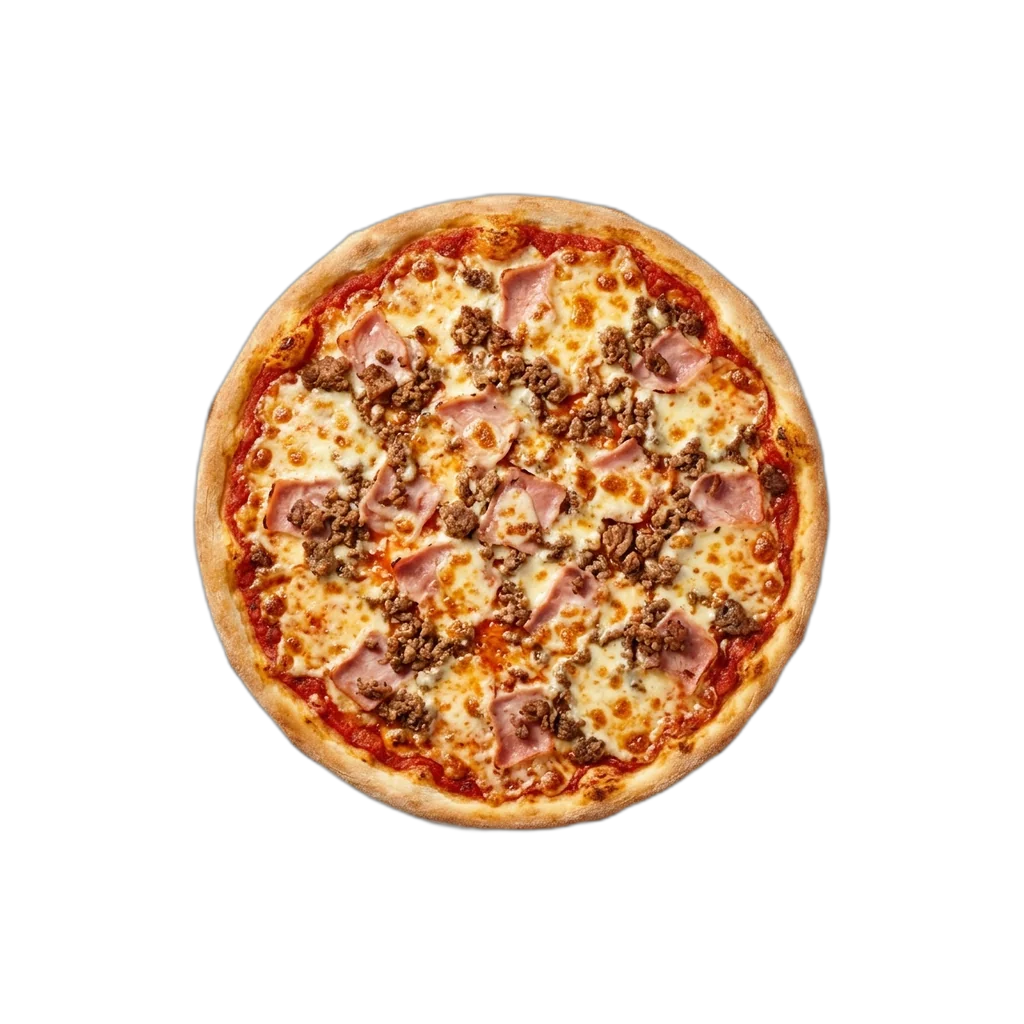 Nr. 20 Vorderschinken, Hackfleisch – Pizza La Mamma