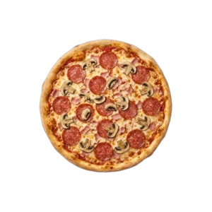 Nr. 26 Salami, Vorderschinken, Champignons – Pizza La Mamma