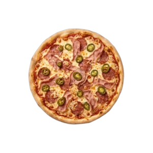 Nr. 30 Vorderschinken, Salami, Peperoni – Pizza La Mamma