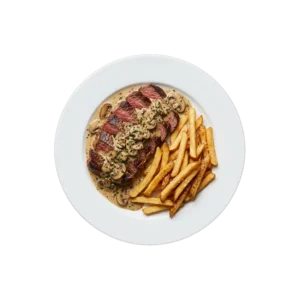Nr. 305 Rumpsteak mit Champignonsoße – Pizza La Mamma