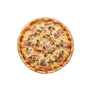 Nr. 32 Vorderschinken, Champignons, Zwiebeln – Pizza La Mamma