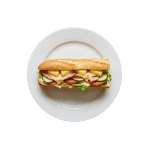 Nr. 474 Baguette mit Käse, Schinken und Ananas oder Ei – Pizza La Mamma