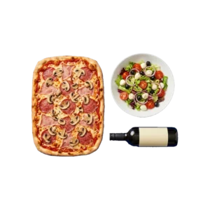 Spar-Menü Nr. 4: Familien-Pizza mit Italienischem Salat und Getränk nach Wahl – Pizza La Mamma